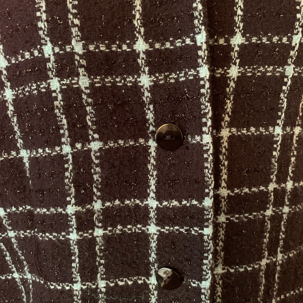 Sag Harbor Size 16 Teal blue & black plaid blazer with sparkle. Gently worn. - Picture 5 of 14